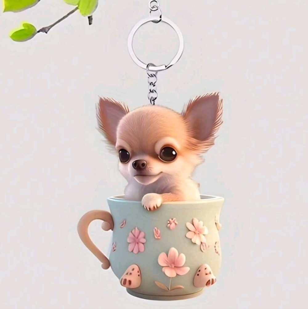 Cute Teacup Chihuahua Keychain